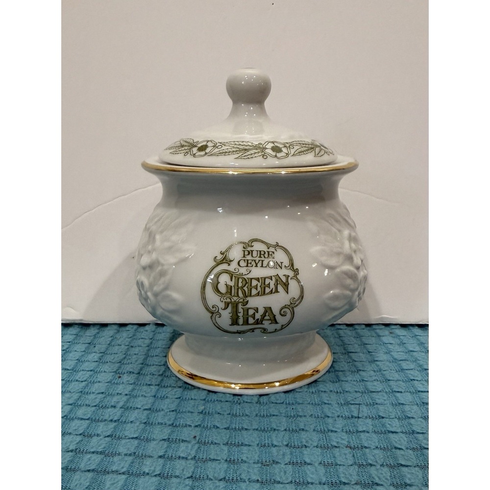 Pure Ceylon Green Tea Caddy Porcelain Mlesna Sri Lanka Empty